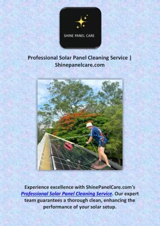 Professional Solar Panel Cleaning Service | Shinepanelcare.com