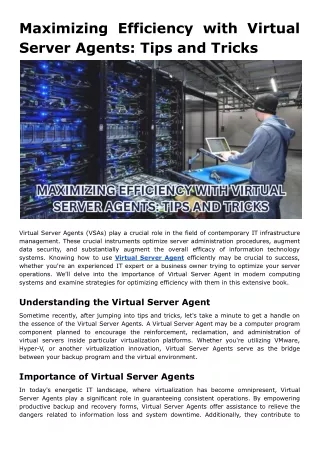 maximizing efficiency with virtual server agents