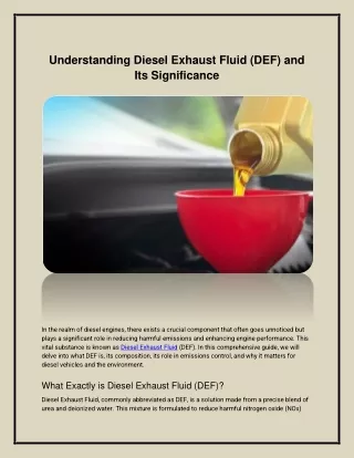 understanding diesel exhaust fluid