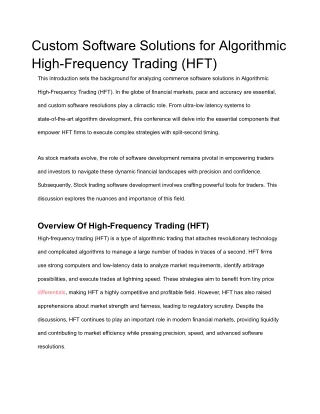 custom software solutions for algorithmic high