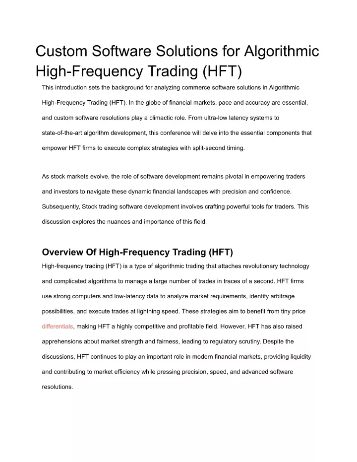 custom software solutions for algorithmic high