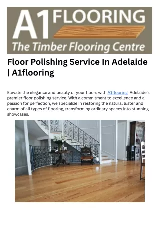 Floor Polishing Service In Adelaide | A1flooring