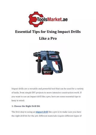 Essential Tips for Using Impact Drills Like a Pro