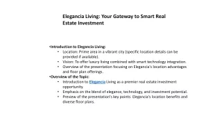 Elegancia Living Your Gateway to Smart Real Estate Investment