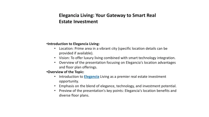 elegancia living your gateway to smart real
