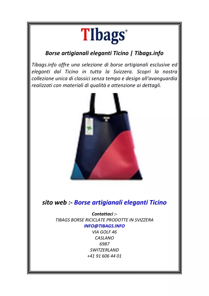 borse artigianali eleganti ticino tibags info