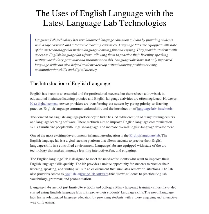 the uses of english language with the latest
