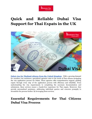 Quick and Reliable Dubai Visa Support for Thai Expats in the UK