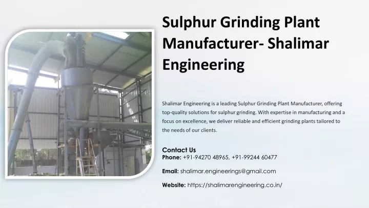 sulphur grinding plant manufacturer shalimar