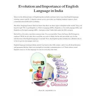 evolution and importance of english language