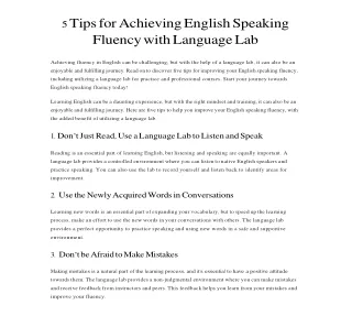 5 Tips for Achieving English Speaking Fluency with Language Lab