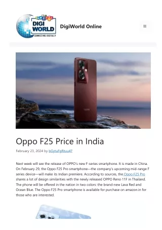 Oppo F25 Price in India