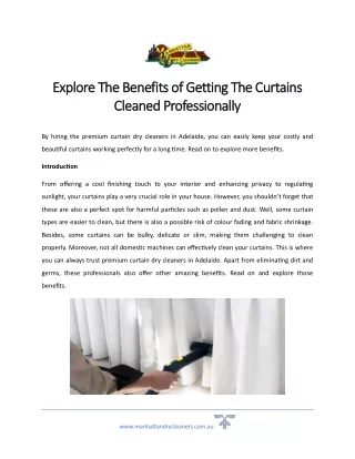 Explore The Benefits of Getting The Curtains Cleaned Professionally