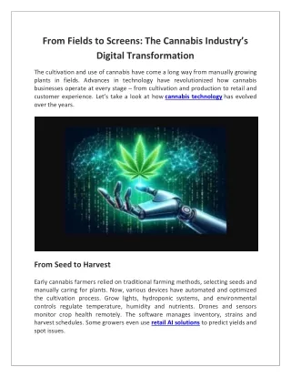 From Fields to Screens The Cannabis Industry’s Digital Transformation