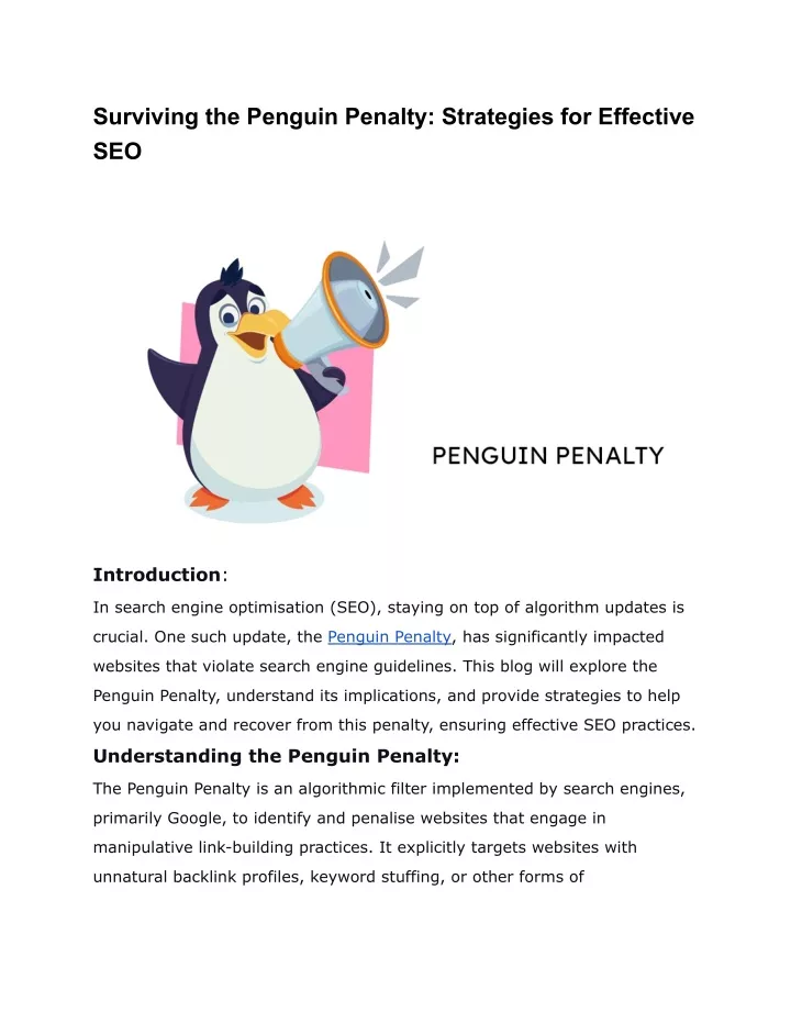 surviving the penguin penalty strategies