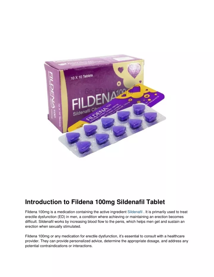 introduction to fildena 100mg sildenafil tablet
