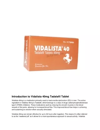 Vidalista 40mg Tadalafil Tablet