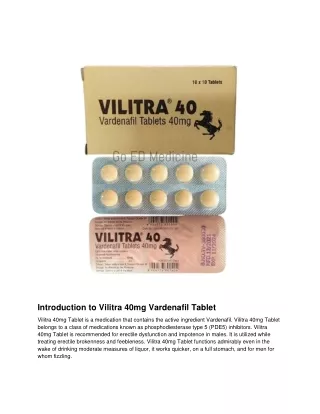 Vilitra 40mg Vardenafil Tablet