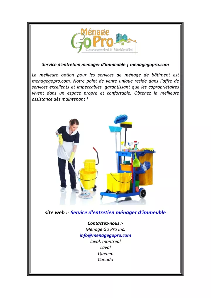 service d entretien m nager d immeuble