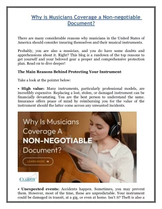 Why is Musicians Coverage a Non-negotiable Document?