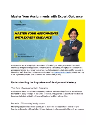 Master Your Assignments with Expert Guidance