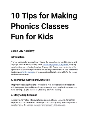 10 Tips for Making Phonics Classes Fun for Kids