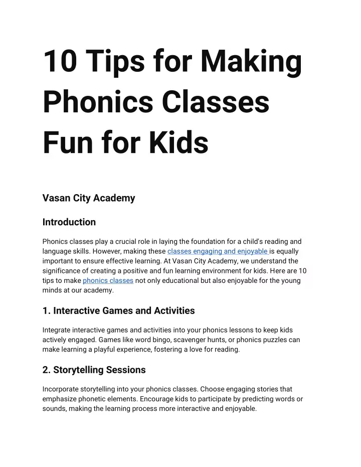 10 tips for making phonics classes fun for kids