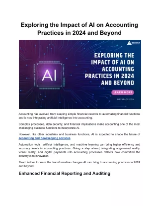Exploring the Impact of AI on Accounting Practices in 2024 and Beyond