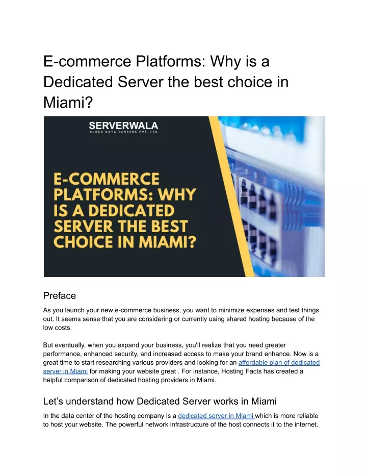 e commerce platforms why is a dedicated server