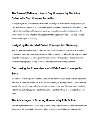 "Seamless Natural Healing: Your Online Destination for Homeopathy Medicines"