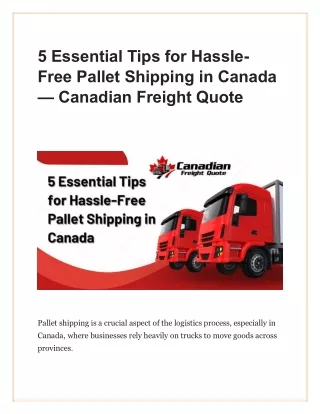 5 Essential Tips for Hassle-Free Pallet Shipping in Canada