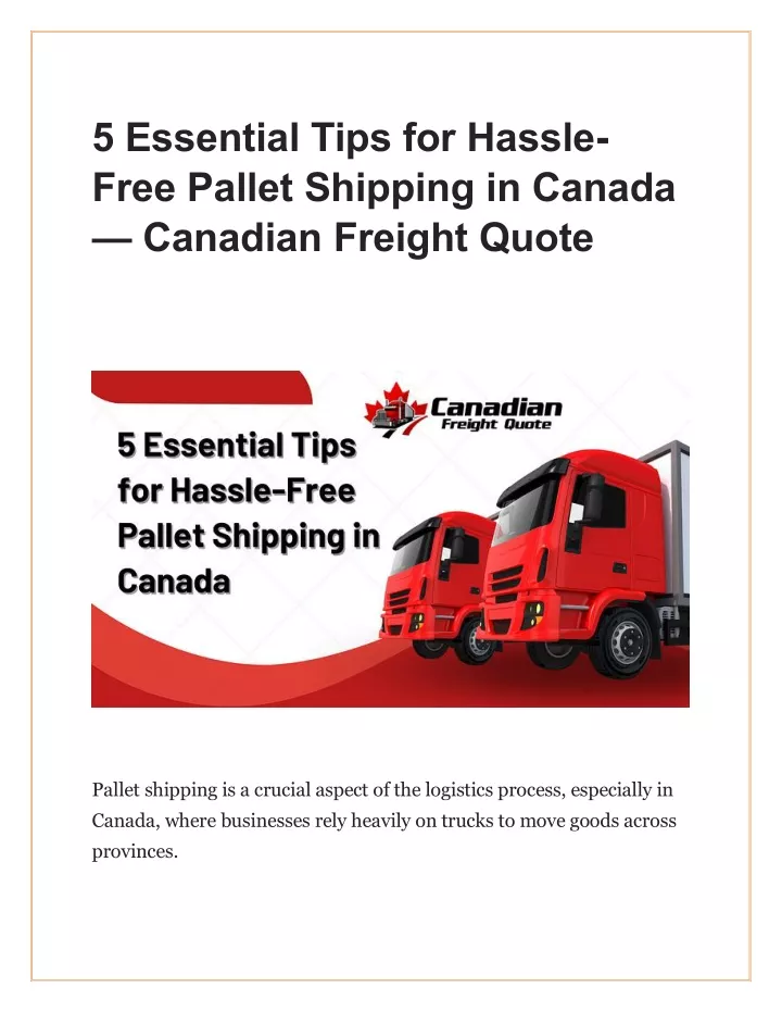 5 essential tips for hassle free pallet shipping