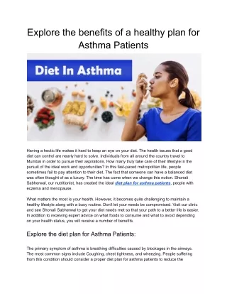 Explore the benefits of a healthy plan for Asthma Patients