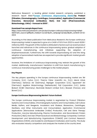 Europe Continuous Bioprocessing Market