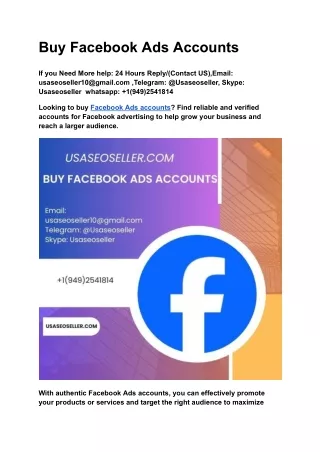 Buy Facebook Ads Accounts