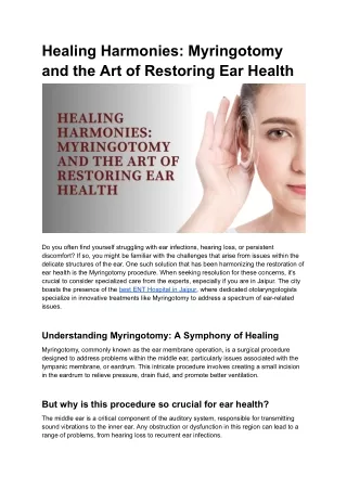 Healing Harmonies_ Myringotomy and the Art of Restoring Ear Health