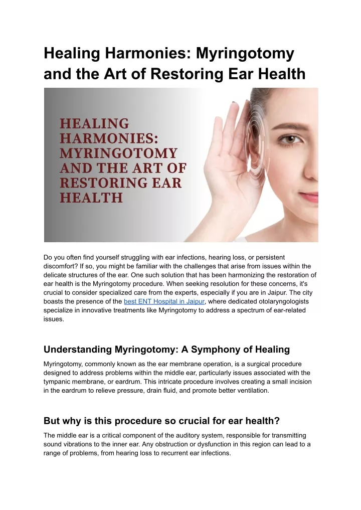 healing harmonies myringotomy