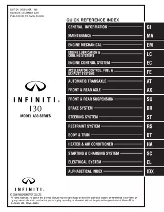 2000 Infiniti I30 A33 Series Service Repair Manual