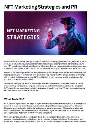 NFT Marketing Strategies and PR