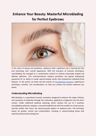 Enhance Your Beauty: Masterful Microblading for Perfect Eyebrows