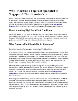 Why Prioritize a Top Foot Specialist in Singapore.docx