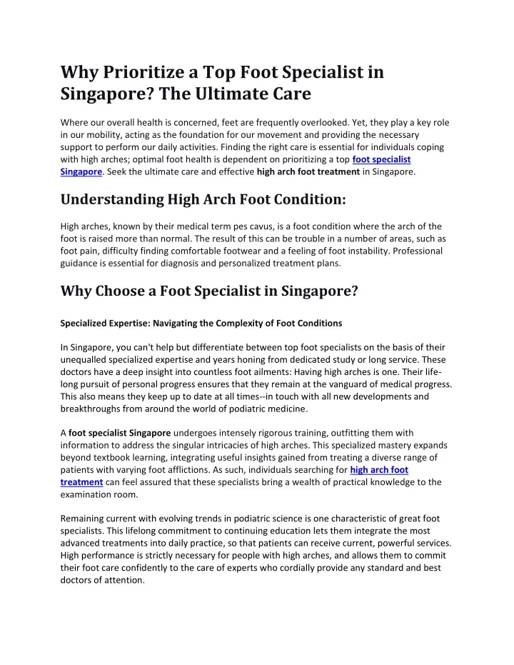 why prioritize a top foot specialist in singapore