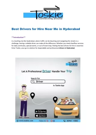 Best Drivers for Hire Near Me in Hyderabad