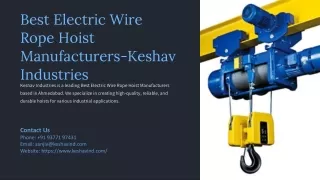 Electric Wire Rope Hoists Manufacturer, EOT Crane Manufacturer in Ahmedabad