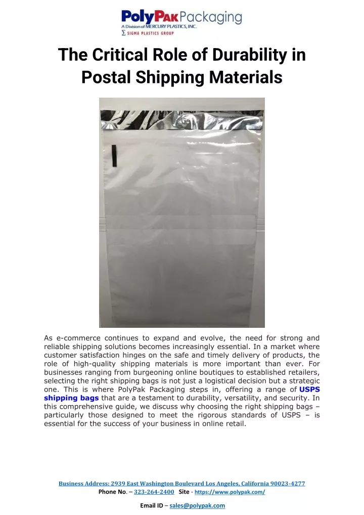 the critical role of durability in postal