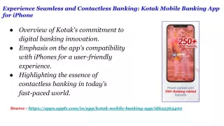 Kotak Mobile Banking app for iPhone.