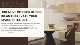 Creative Interior Design Ideas to Elevate Your Space in the USA
