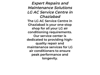 Top-notch Expert Repairs and Maintenance LG AC Service Centre in Ghaziabad