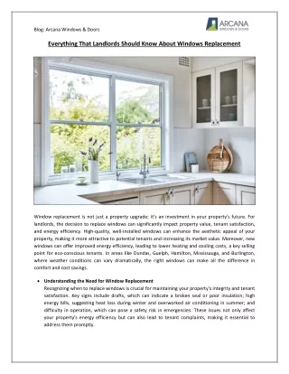 Everything That Landlords Should Know About Windows Replacement | Arcana Windows