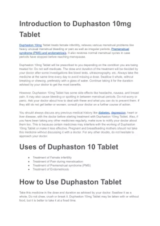 introduction to duphaston 10mg tablet